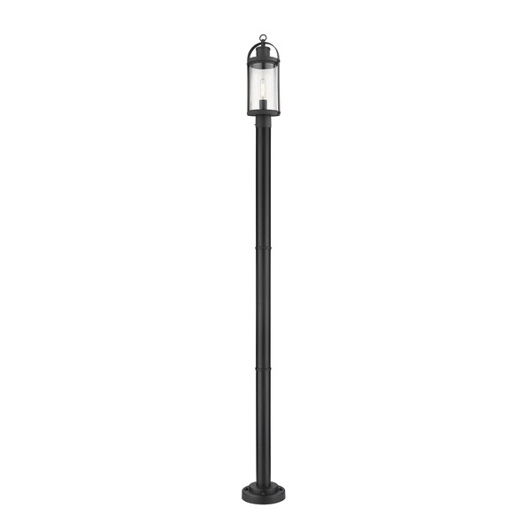 Z-Lite Roundhouse 1 Light Outdoor Post Mounted Fixture, Black And Clear Seedy 569PHM-567P-BK - main